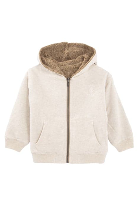 BOYS’ ECRU SHERPA/MOCHA SWEATSHIRT REVERSIBLE CARDIGAN by IKKS