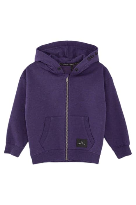 BOYS’ VIOLET EMBROIDERED SWEATSHIRT FABRIC HOODED CARDIGAN by IKKS