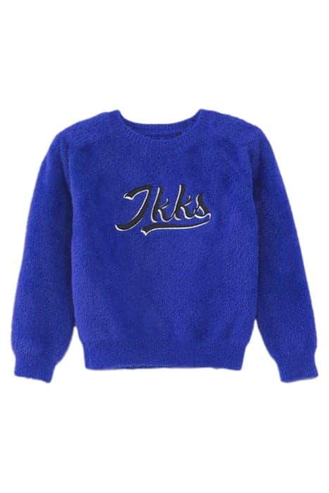 GIRLS’ BLUE GLITTERY AND EMBROIDERED FLUFFY KNIT SWEATER by IKKS