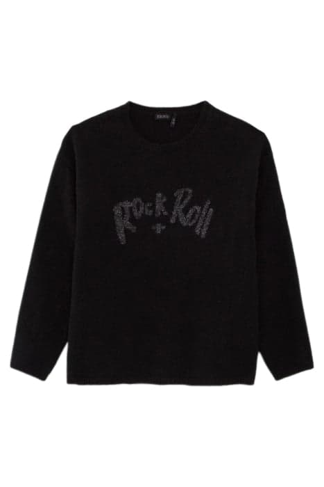 GIRLS’ BLACK KNIT SWEATER WITH INTARSIA SLOGAN by IKKS