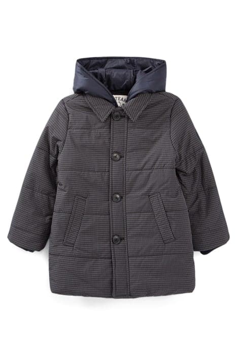 BOYS’ NAVY NYLON CHECK PADDED JACKET TRENCH COAT by IKKS