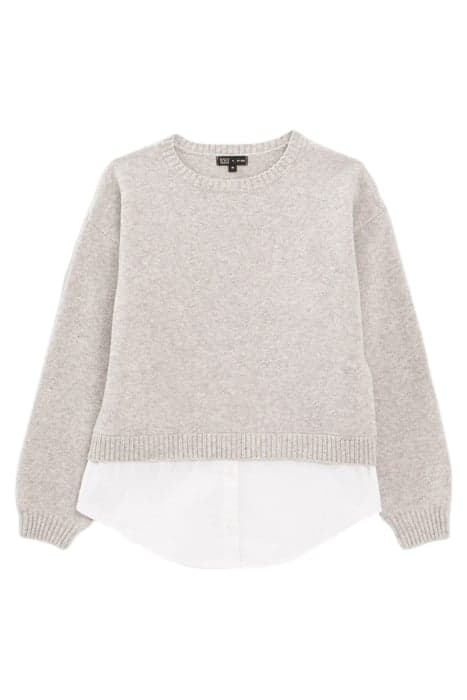 GIRLS’ GREY KNIT SWEATER WITH TROMPE-L'OEIL SHIRT by IKKS