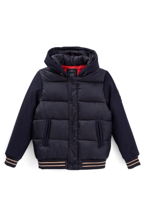 BOYS’ NAVY MIXED-FABRIC BASEBALL-STYLE PADDED JACKET by IKKS