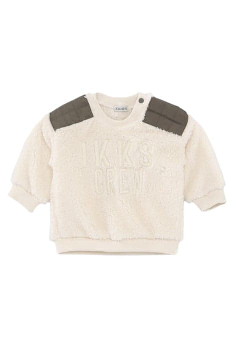 BABY BOYS’ BEIGE SHERPA SWEATSHIRT, KHAKI NYLON SHOULDERS by IKKS