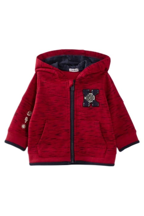 BABY BOYS’ RED MARL FLEECE HOODED CARDIGAN by IKKS