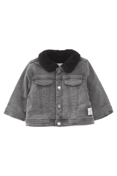 BABY BOYS’ GREY FUR-LINED DENIM JACKET, EMBROIDERED BACK by IKKS