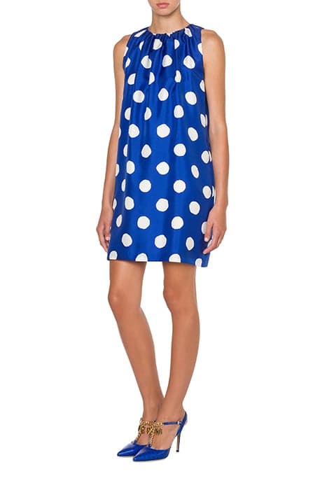 POLKA DOTS SILK TWILL DRESS BLUE by Moschino