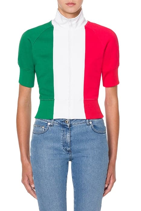 ITALIAN SLOGAN COTTON SWEATSHIRT MULTICOLOR by Moschino