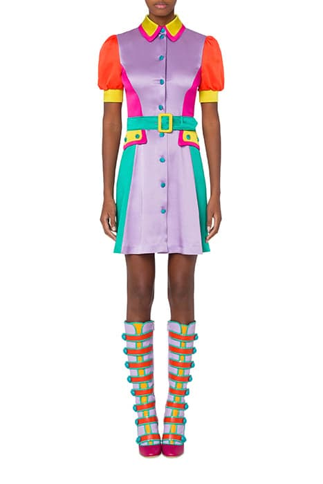 COLOR BLOCK ENVERS SATIN DRESS MULTICOLOR by Moschino