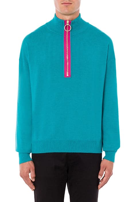 RING PULLER TURTLENECK SWEATER BLUE by Moschino