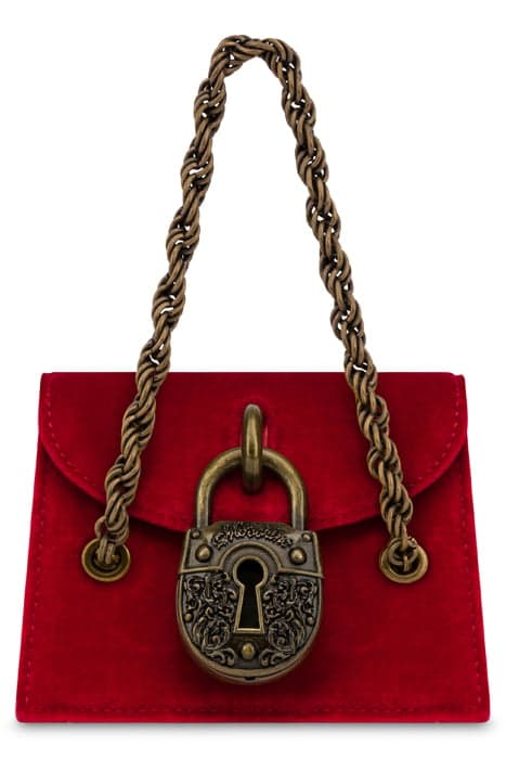 PADLOCK MINI BAG IN VELVET RED by Moschino