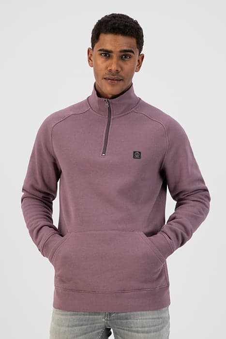 ZIP NECK FINE SLUB SWEAT MAUVE by Dstrezzed