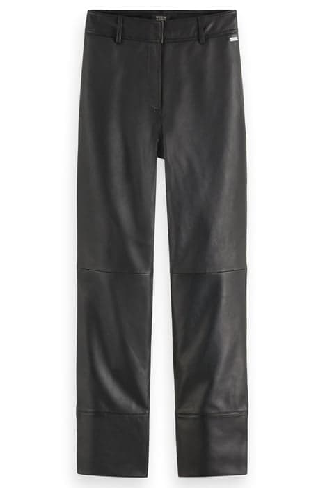 HIGH RISE STRAIGHT LEG LEATHER PANT BLACK by Scotch & Soda