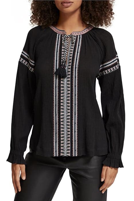 BALLOON SLEEVE EMBROIDERY TOP EVENING BLACK by Scotch & Soda