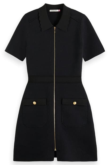 ZIPPED DETAIL COMPACT KNITTED DRESS EVENING BLACK by Scotch & Soda