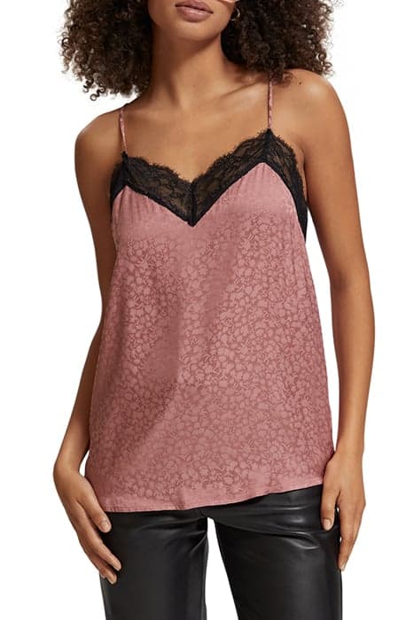 CAMISOLE WITH BLACK LACE DETAIL WEATHERED PINK by Scotch & Soda