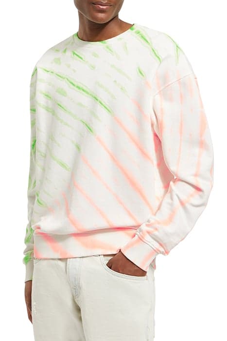 DIAGONAL TIE-DYED SWEATSHIRT SWAN/ NEON TIE DYE by Scotch & Soda