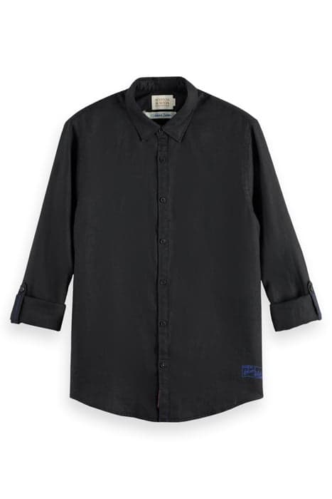 LINEN SHIRT WITH ROLL-UP BLACK by Scotch & Soda