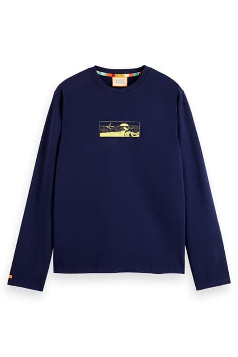 FRONT BACK ARTWORK LS T-SHIRT NAVY BLUE by Scotch & Soda