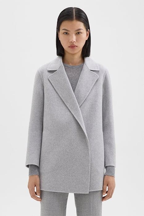 CLAIRENE JACKET IN DOUBLE-FACE WOOL-CASHMERE MELANGE GREY by THEORY