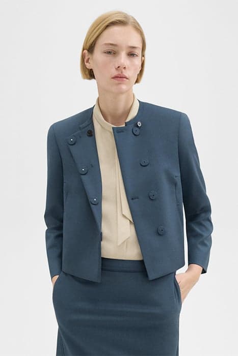 WOOL GABARDINE CROPPED JACKET BLUESTONE by THEORY