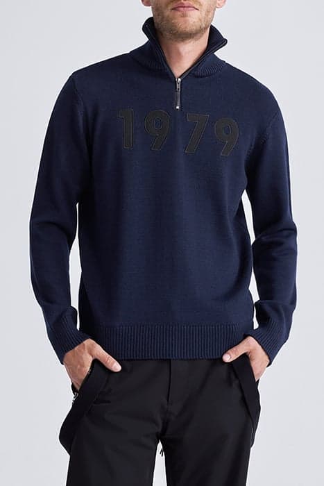 NAVY KNIT IKKS X DUVILLARD ZIP-NECK SWEATER NAVY by IKKS