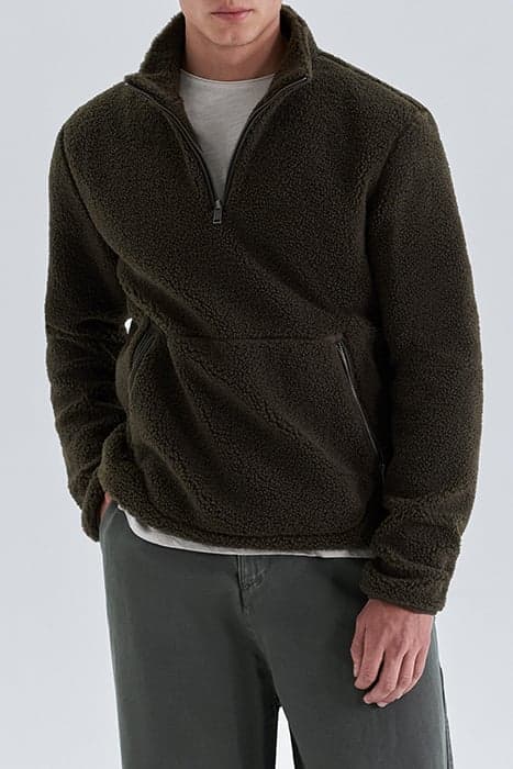 KHAKI SHERPA SWEATSHIRT WITH KANGAROO POCKET KHAKI by IKKS