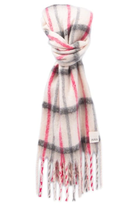 WHITE SCARF WITH PINK AND GREY CHECK OFF-WHITE by IKKS