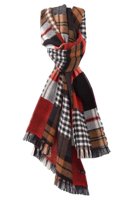 WHITE, GREY, CAMEL, ORANGE CHECK SCARF OFF-WHITE by IKKS