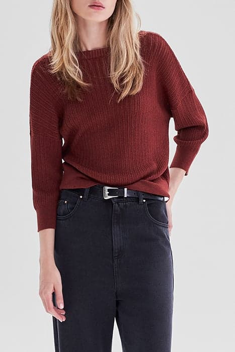 TOMETTE RED LUREX POINTELLE REVERSIBLE SWEATER TOMETTE by IKKS