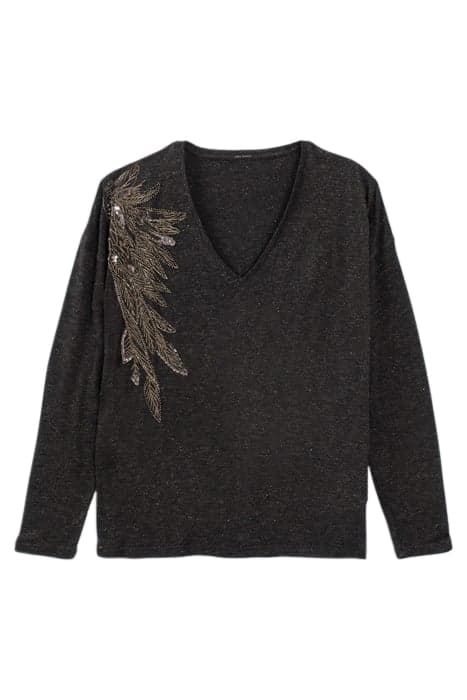 GREY MARL LUREX T-SHIRT WITH FEATHER EMBROIDERY GREY by IKKS