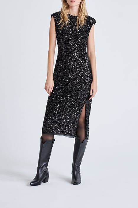 BLACK FULLY SEQUINNED SHEATH DRESS BLACK by IKKS