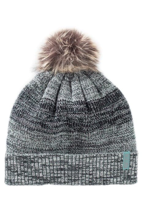 BOYS’ GREEN MARL STRIPED FUR-LINED BEANIE GREEN by IKKS