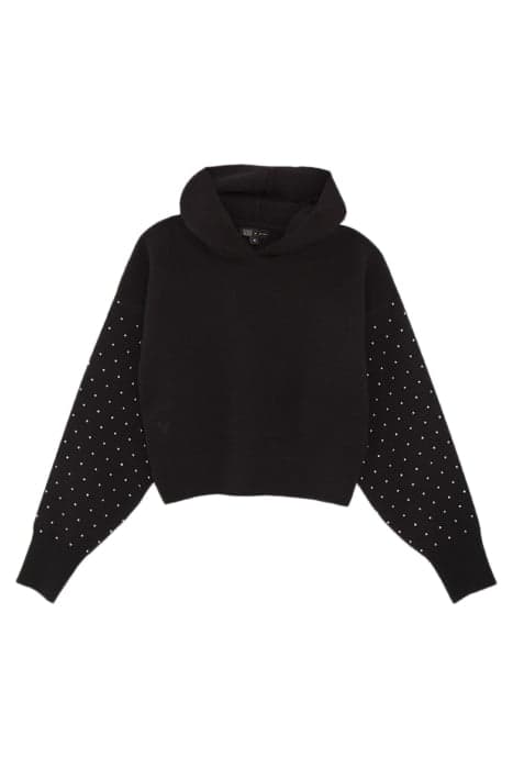 GIRLS’ BLACK KNIT CROPPED SWEATER WITH STUDDED SLEEVES BLACK by IKKS