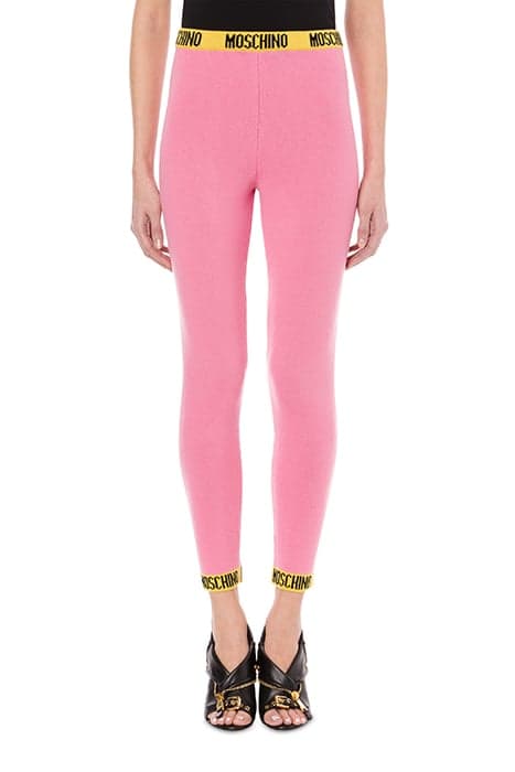 LOGO TAPE KNIT LEGGINGS PINK by Moschino