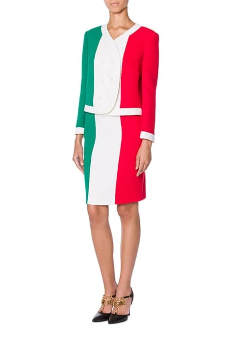 ITALIAN SLOGAN BOUCLÉ JACKET MULTICOLOR by Moschino