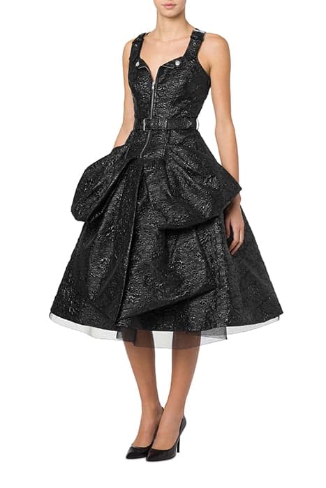 DRESS WITH MAXI FLORAL JACQUARD BOW BLACK by Moschino