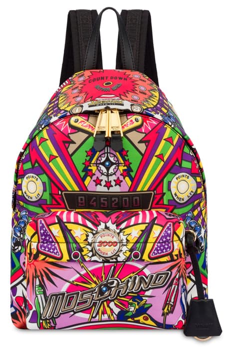 PINBALL PRINT NYLON BACKPACK MULTICOLOR by Moschino