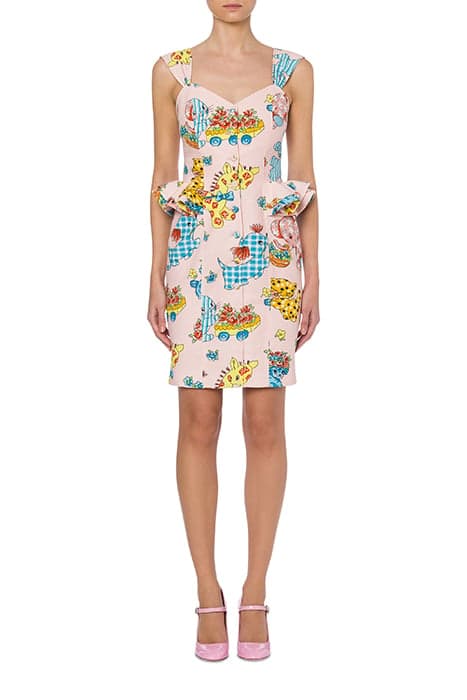 CALICO ANIMALS PIQUE DRESS PINK by Moschino