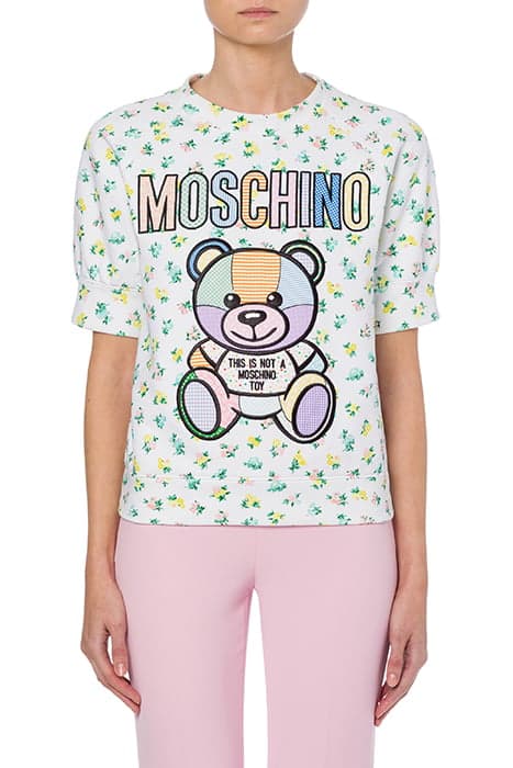 TEDDY PATCHWORK COTTON SWEATSHIRT WHITE by Moschino