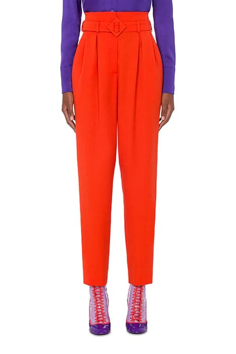 WOOL GRAIN DE POUDRE TROUSERS ORANGE by Moschino