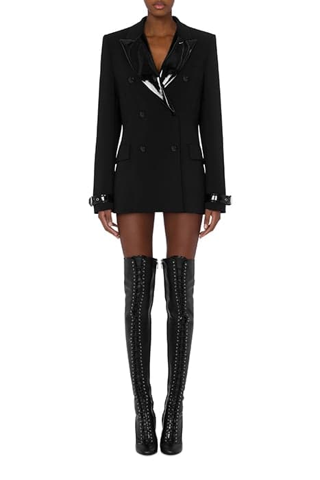 BONDAGE BUCKLE STRETCH CADY JACKET BLACK by Moschino