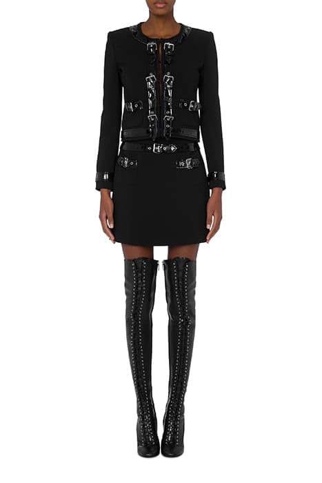 BONDAGE BUCKLE SHORT CADY JACKET BLACK by Moschino