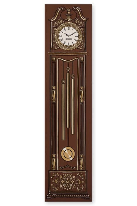 PENDULUM CLOCK WOOL SCARF BROWN by Moschino