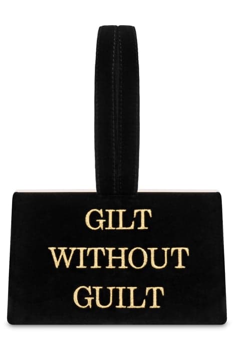 GILT WITHOUT GUILT VELVET HANDBAG BLACK by Moschino