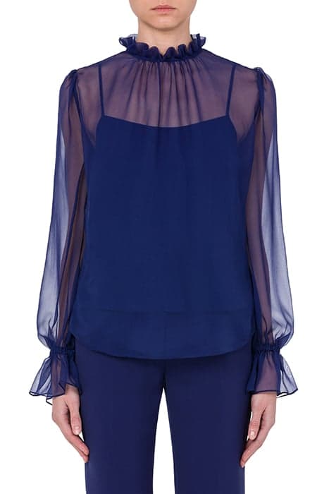 SILK CHIFFON SHIRT BLUE by Moschino