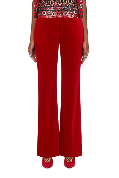 VELVET TROUSERS RED by Moschino