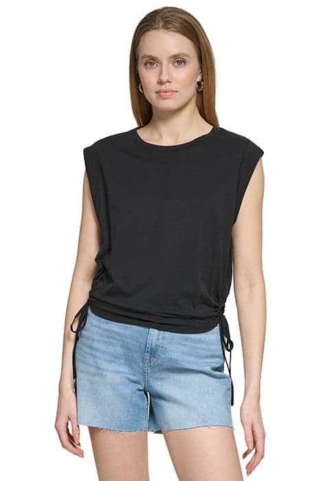 S/S SIDE CUT T SHIRT BLACK by DKNY