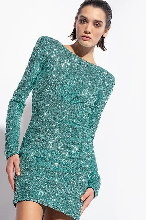 PALMAROLA ABITO FULL PAILLETTES ULTRAMARINE GREEN by PINKO