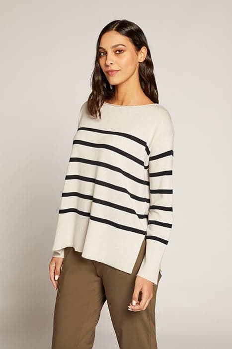 100% WOOL STRIPED SWEATER WHITE by Elena Mirò